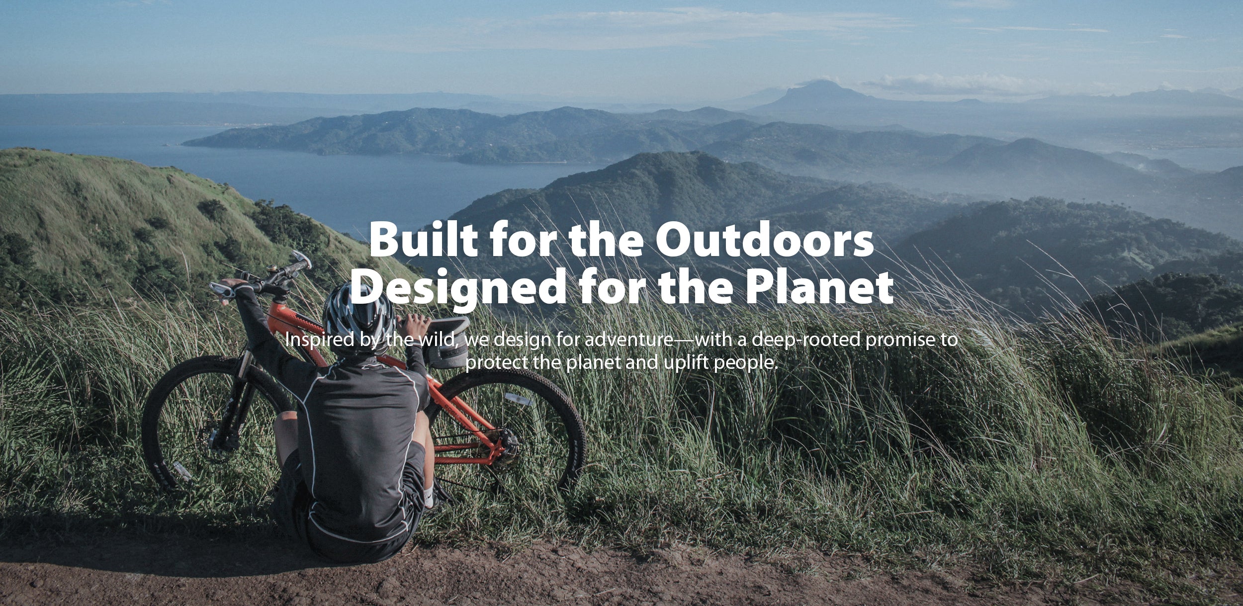 Brand vision statement by BSCOBBER highlighting commitment to eco-friendly outdoor gear, sustainable product design, and a passion for adventure inspired by nature.