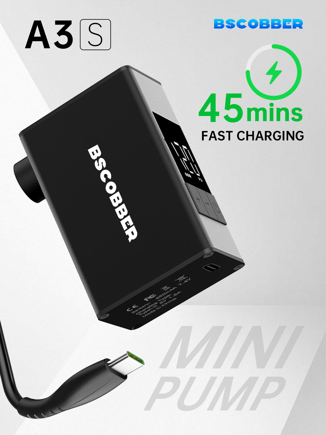 small bike pump electric air pump 45mins fast charging