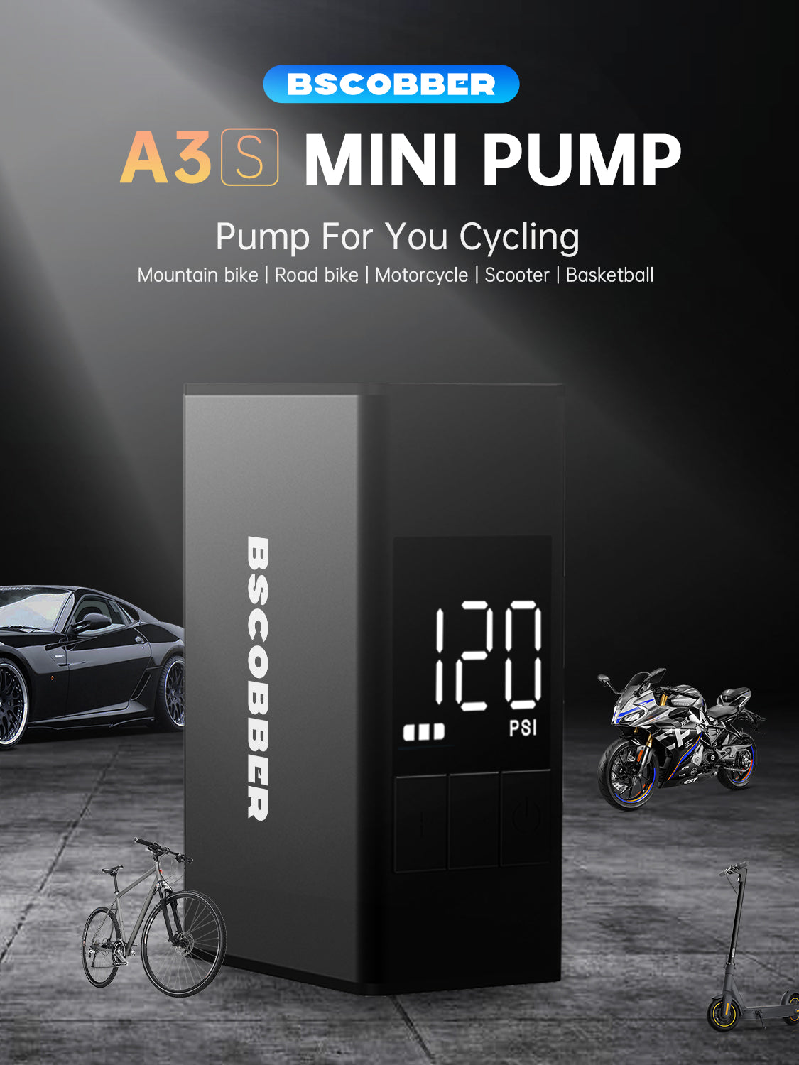 pump for cycle bscobber a3s mountain bike road bike motorcycle scooter basketball