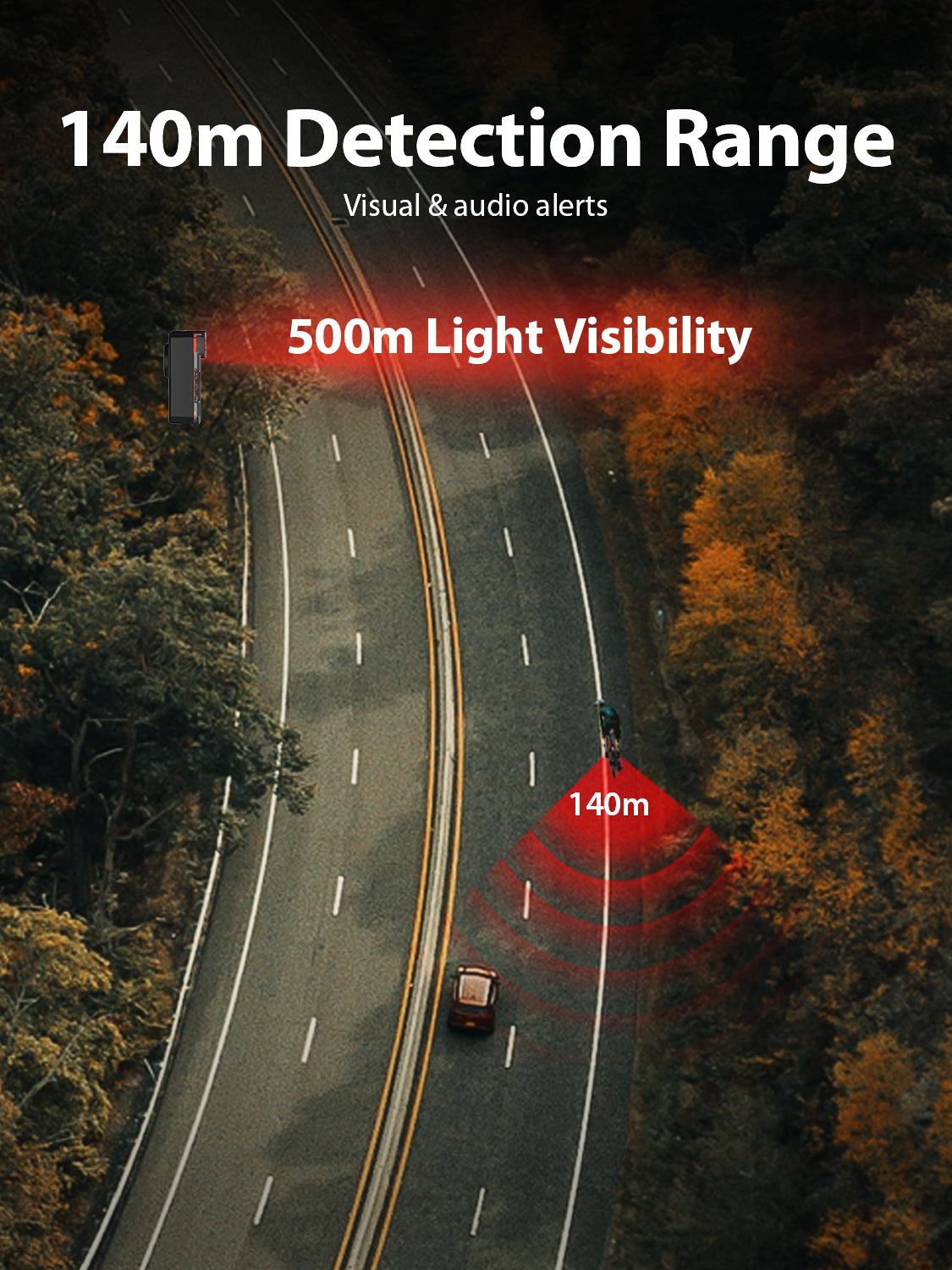 rearview radar tail light 140m detection range